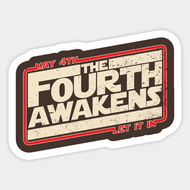 The 4th Awakens Sticker by Hoogie Tees